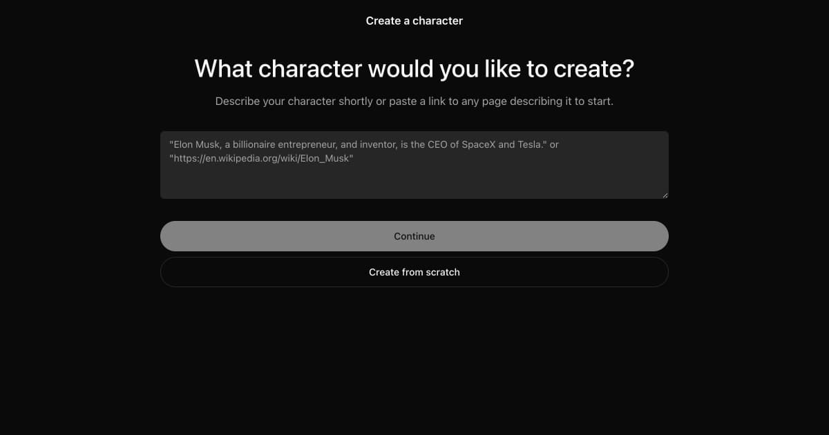 Start from a wiki or fandom page, or describe your character