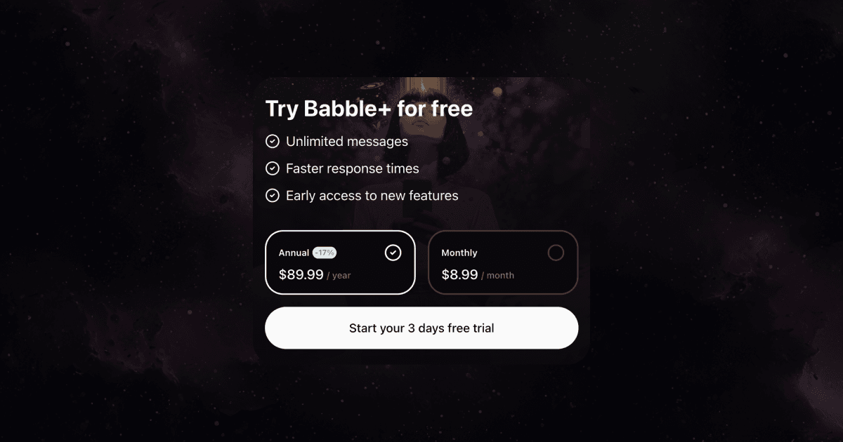 Character Creation Flow, Babble Plus Trial, and More